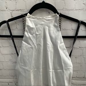 Afghan Brand White Chained Back Halter Top Sz M